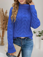 Cable Knit Turtleneck Long Sleeve Sweater