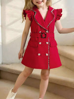 Children's Double Breasted Belt Dress