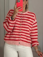 Striped Button-Down Cardigan