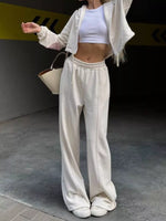 Zip Up Hoodie and Wide-Leg Pants Set