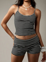 Striped Cropped Cami and Shorts Set