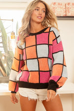 BiBi Multi Color Checker Pattern Sweater