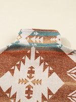 Quarter Zip Elastic Cuffs Aztec Sweatshirt