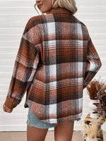 Plaid Button-Up Shacket with Chest Pockets