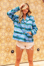 BiBi Flap Pockets Brushed Vintage Plaid Jacket