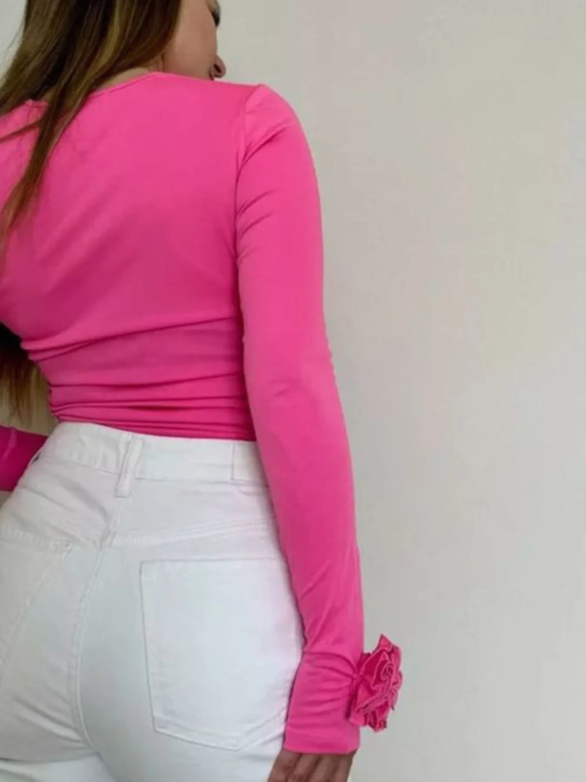 Flower Round Neck Long Sleeve T-Shirt