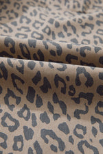 Leopard Printed Drawstring Waist Pocketed Wide Leg Jeans