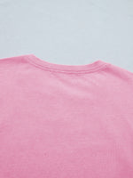 Raw Cut Notched Neck Lace Patchwork Detail Mineral Wash Tee