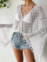 Crochet Knit Tie Front Cover-Up