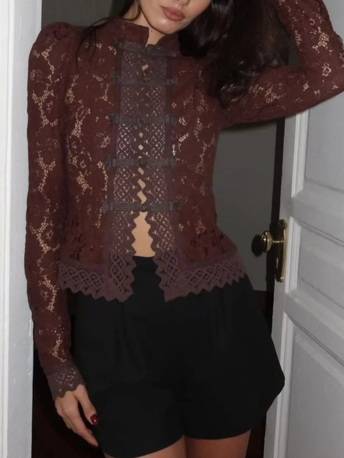 Lace Button-Up Shirt