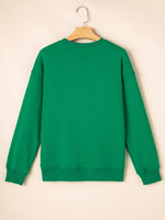 Sequin Letter Graphic Father Christmas Patched Sleeve Drop Shoulder Sweatshirt