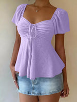 Sweetheart Neck Flutter Sleeve Top