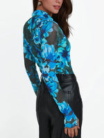 Floral Mock Neck Long Sleeve T-Shirt