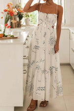 Cutout Printed Sleeveless Midi Cami Dress