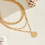 18K Gold-Plated Three Layered Pendant Necklace