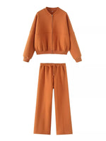 Zip Up Top and Drawstring Pants Two-Piece Set
