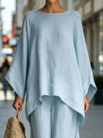 Full Size Batwing Sleeve Top and Wide-Leg Pants Set Plus Size