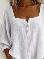 Full Size Square Neck Button Detail Blouse Plus Size