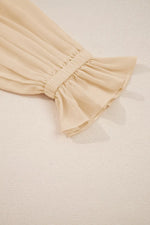 Round Neck Ruffle Sleeve Blouse