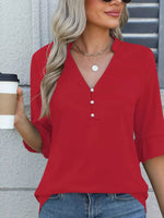 Full Size Notched Flounce Sleeve Blouse Plus Size