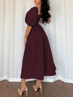 Square Neck Flutter Sleeve Midi Dress