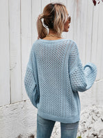 Angel Wings V-Neck Dropped Shoulder Sweater