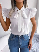 TieNeck Cap Sleeve Blouse