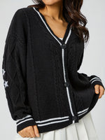 Star Embroidered V-Neck Long Sleeve Cardigan