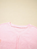 Flower Patched Exposed Seam Oversized T Shirt