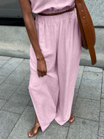 Sleeveless Crop Top and Slit Pants Set