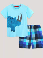 Children's Rhino Graphic Tee & Plaid Shorts Set