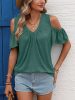 Cold Shoulder V-Neck T-Shirt