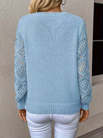 V-Neck Crochet Sleeve Sweater