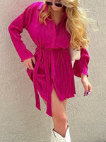 Printed Long Sleeve Mini Dress