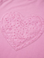 Heart Pattern Long Sleeve Patchwork Top