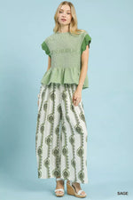Umgee Geometric Boho Print Wide Leg Pants
