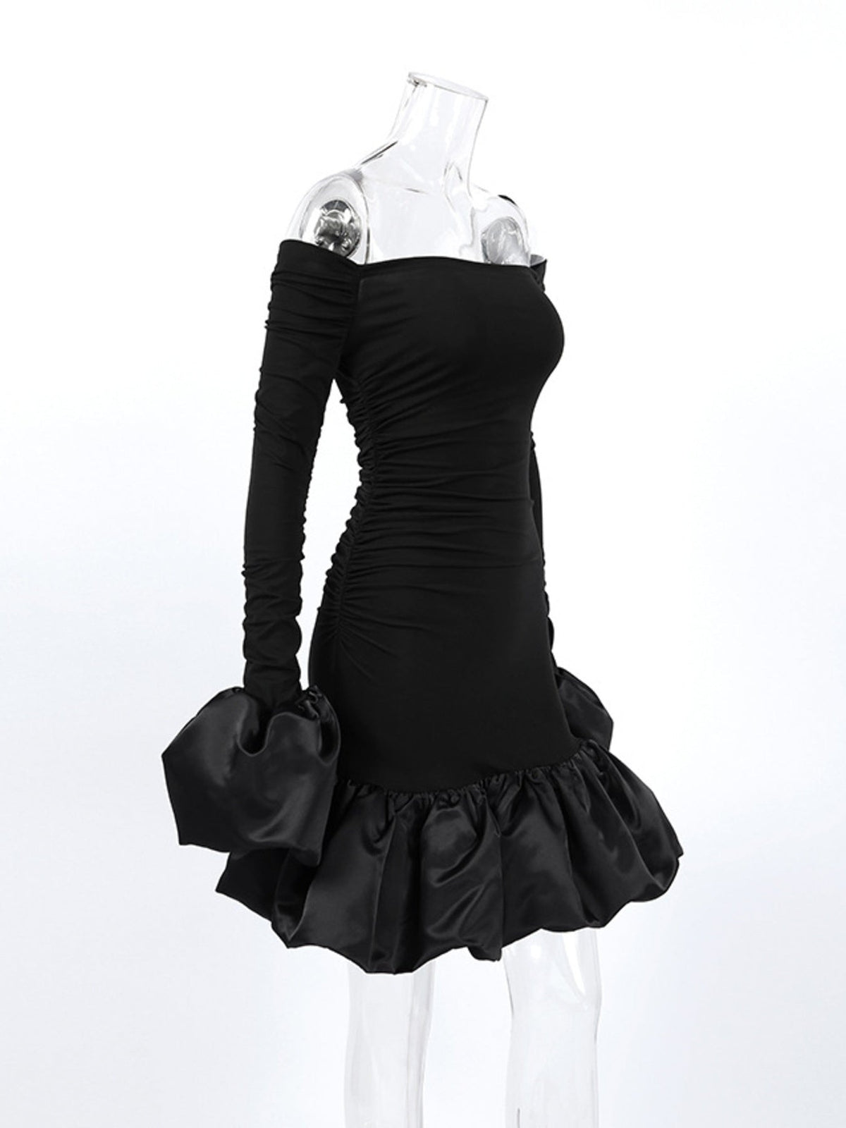 Off-Shoulder Ruffle Hem Mini Dress