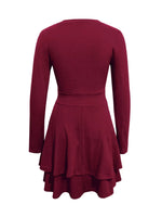 V-Neck Layered Ruffle Mini Dress