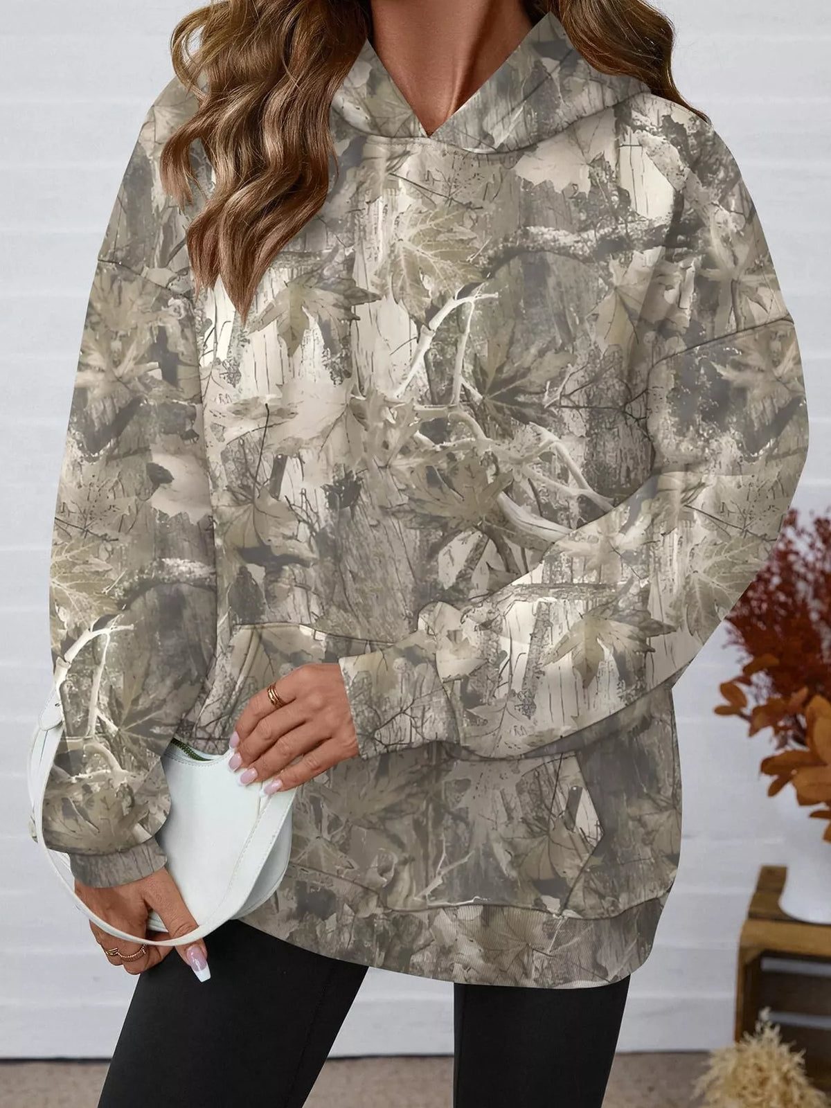 Printed Kangaroo Pocket Oversized Hoodie