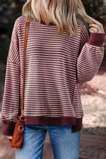 Oversized Striped Round Neck Sweatshirt