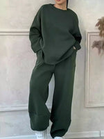 Full Size Oversized Round Neck Top and Pants Set Plus Size