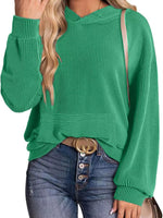 Ribbed Oversized Hoodie Sweatshirt with Pocket