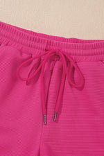 Striped Detail Flutter Sleeve Zipped Collar Top and Short Set