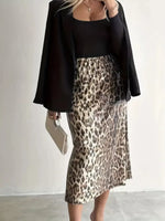 Sequin Leopard Midi Skirt