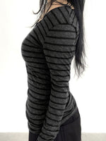 Striped Boat Neck Long Sleeve T-Shirt