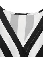 Striped Surplice Flutter Sleeve Wrap Blouse