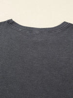 Waffle Knit Patchwork Long Sleeve Loose Sweatshirt