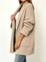 Full Size Open-Front Cardigan with Pockets Plus Size