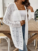 Openwork Open Front Knit Cardigan