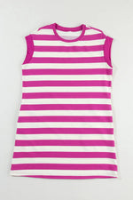 Stripe Cap Sleeve Pocketed Shift Tee Dress